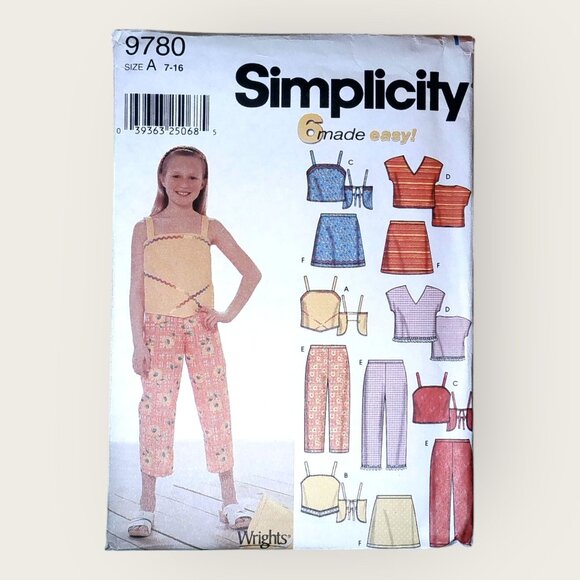 Vintage Simplicity Sewing Pattern 9780 Girls Tops Capri Pants Skirt Size 7-16 - Picture 1 of 2